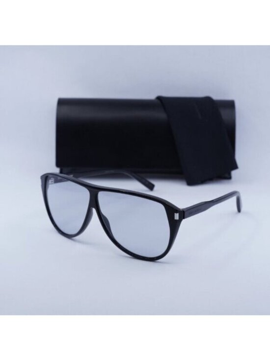Saint Laurent SL731 GASPAR 001 Sunglasses Black Aviator Frame, Light Blue Lenses